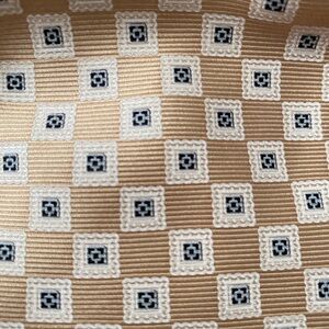 Ermenegildo Zegna Tan and Blue Geometric Silk Jacquard 3.5” Tie